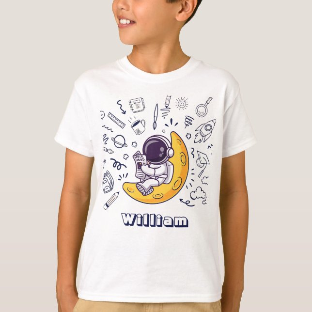 Camiseta Personalized Doodle Space Planets Back to School (Anverso)