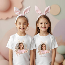 Camiseta Personalized Easter Bunny Photo Kids T-Shirt
