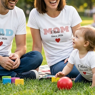 Camiseta Personalized Family Matching ,mom Dad Baby T-shirt