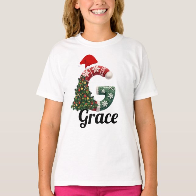 Camiseta Personalized "G" Christmas Letter  (Anverso)