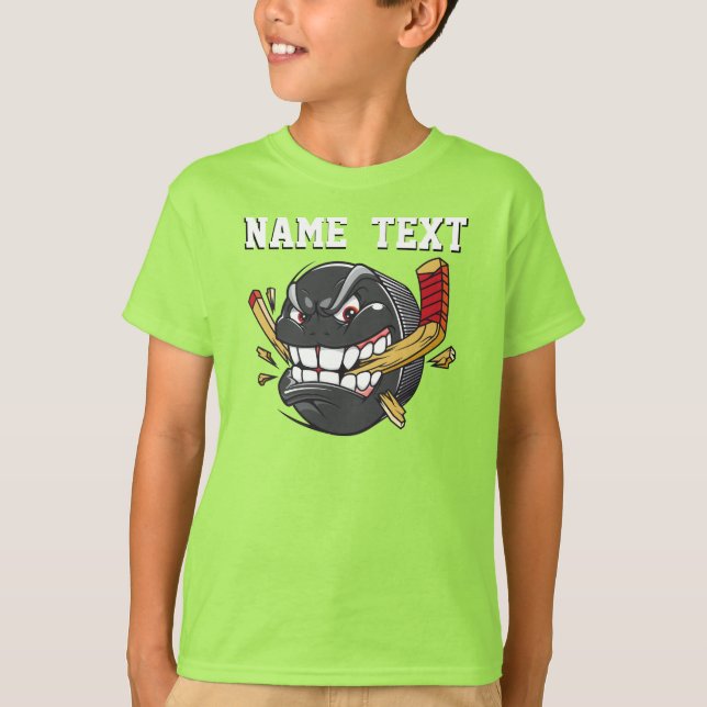 Camiseta Personalized Hockey Shirts, Cool Angry Hockey Puck (Anverso)