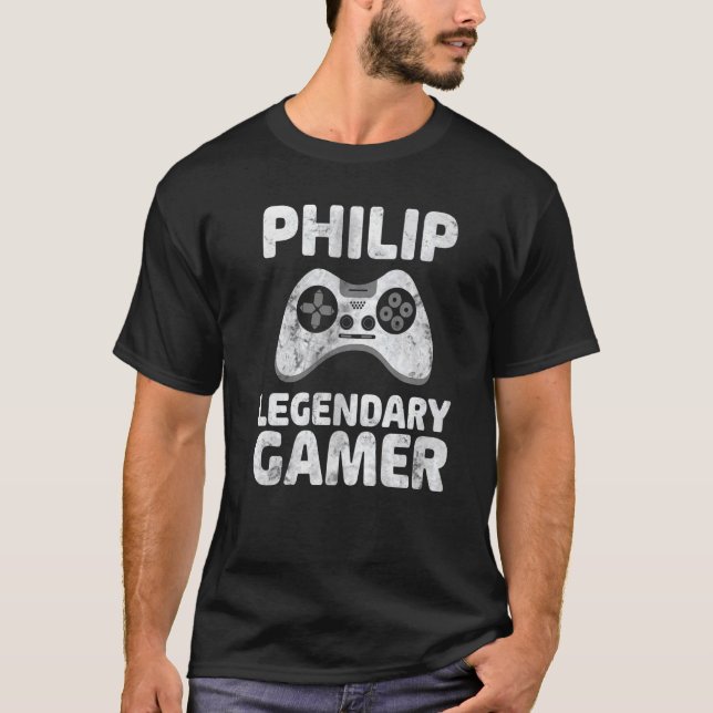 Camiseta Personalized Legendary Gamer Shirt Philip Name Vid (Anverso)