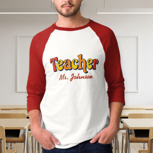 Camiseta Personalized Long Sleeve Bicolored Teacher T-Shirt