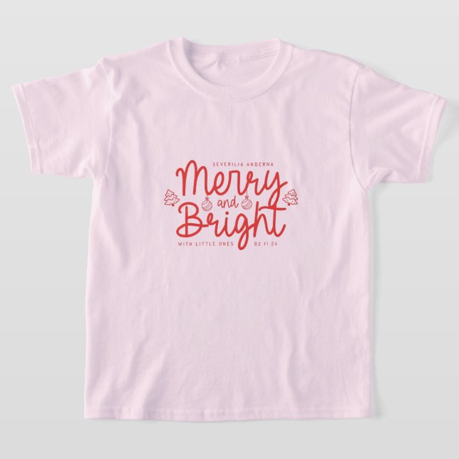 Camiseta Personalized Merry and Bright Kids Christmas Holid (Distribución)