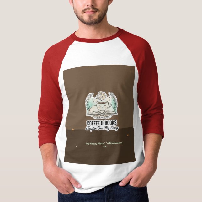 Camiseta Personalized Minimalist Coffee & Books T-Shirt | E (Anverso)