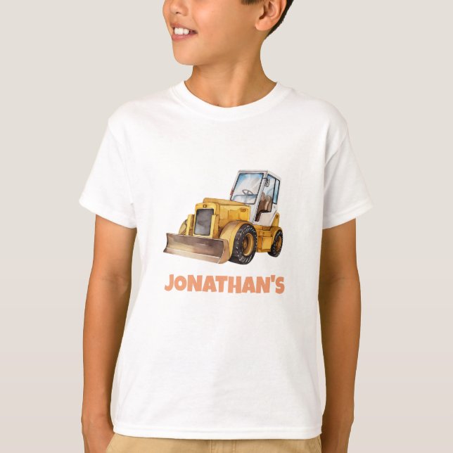 Camiseta Personalized Name Construction Vehicle Bulldozer (Anverso)