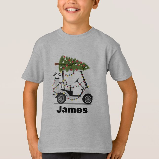 Camiseta Personalized Name Golfer Christmas Golf Cart Xmas  (Anverso)