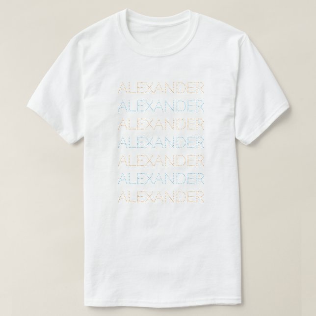 Camiseta Personalized Name Repeated Chic Orange And Blue (Diseño del anverso)