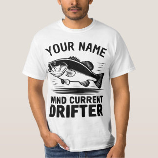 Camiseta Personalized Name Wind Current Drifter Bass Fish