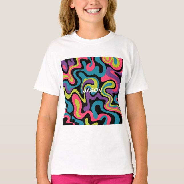 Camiseta Personalized Neon Abstract Pattern — Retro Design (Anverso)