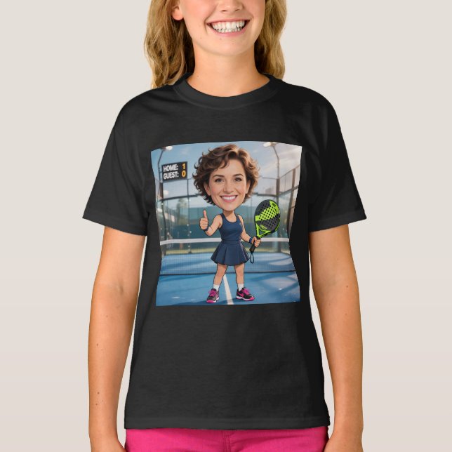Camiseta Personalized Paddle/Pickleball Caricature   (Anverso)