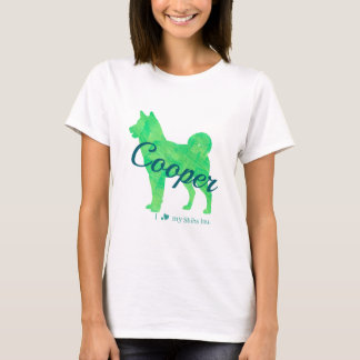 Camiseta Personalized Pastel Green Color Shiba Inu Dog 柴犬