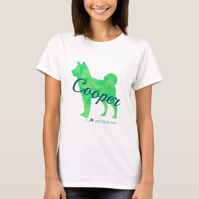 Camiseta Personalized Pastel Green Color Shiba Inu Dog 柴犬 (Anverso)