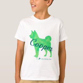 Camiseta Personalized Pastel Green Color Shiba Inu Dog 柴犬
