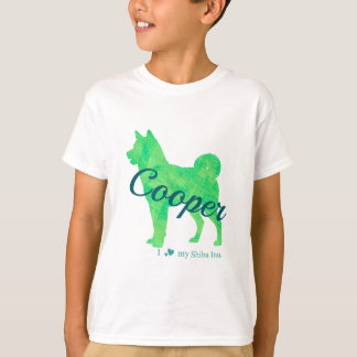 Camiseta Personalized Pastel Green Color Shiba Inu Dog 柴犬