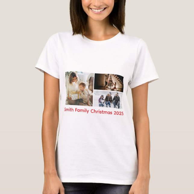 Camiseta Personalized Photo Collage Family Christmas (Anverso)