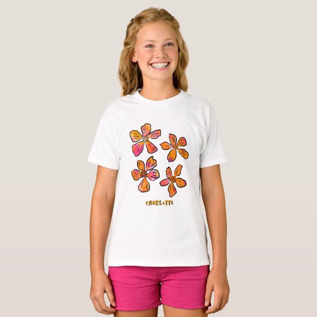 Camiseta Personalized Pink Floral Pop Art  (Anverso completo)