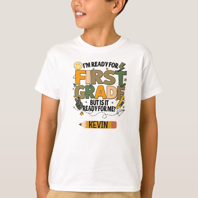 Camiseta Personalized Ready For First Grade T-Shirt (Anverso)