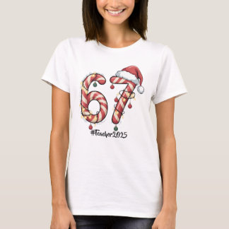 Camiseta Personalized Six Seven (6-7) Teacher Christmas Mem