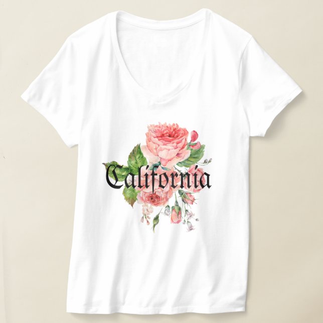 Camiseta Personalized sweet pink roses California Cute (Distribución )