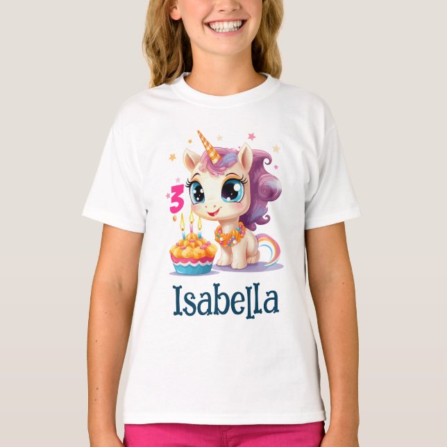 Camiseta Personalized Unicorn Girl Birthday Party (Anverso)