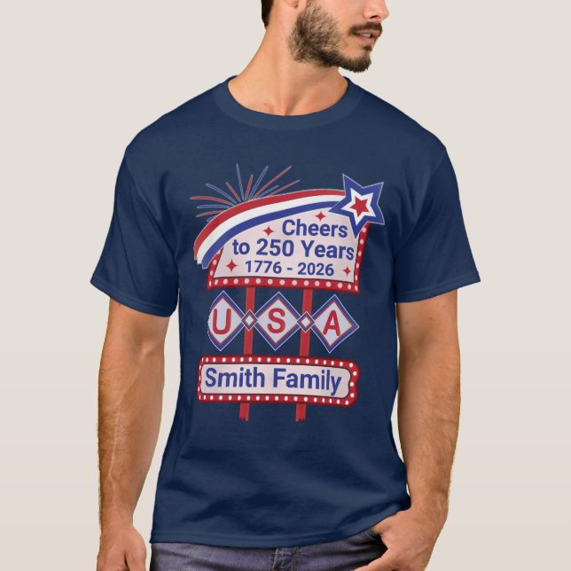 Camiseta Personalized USA 250–Patriotic Retro Marquee (Anverso)