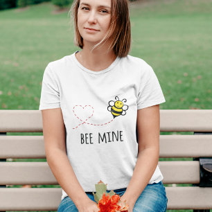 Camiseta Personalized Valentine Quote - Bee Mine Cartoon T-