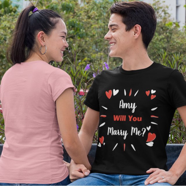 Camiseta Personalized “Will You Marry Me?” Heart Design (Subido por el creador)