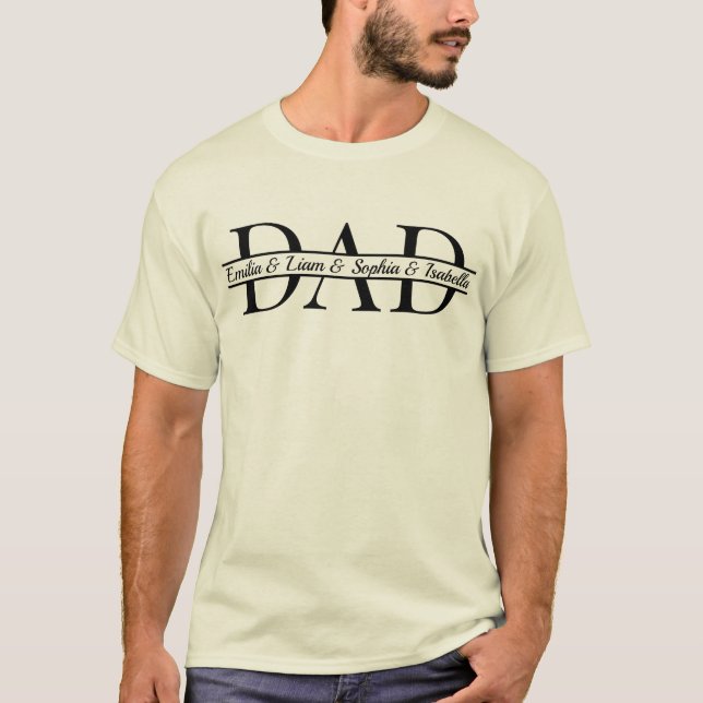 Camiseta Personalized with Kids Names Dad T-Shirt (Anverso)