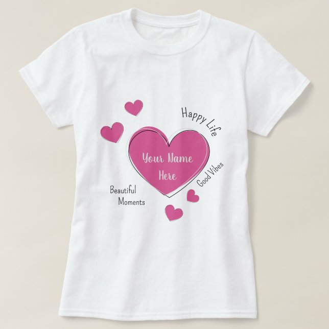 Camiseta Personalized Women’s T-Shirt with Pink Heart (Diseño del anverso)