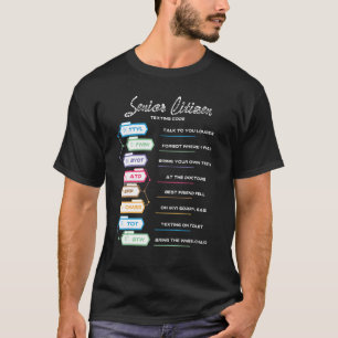 Camiseta Personas de edad avanzada Código de textos para ad