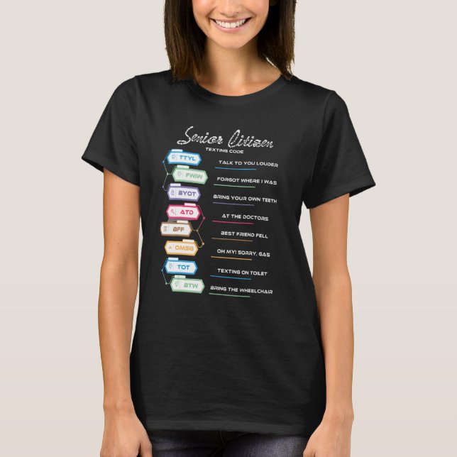 Camiseta Personas de edad avanzada Código de textos para ad (Anverso)