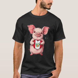 Camiseta Perú: Bandera corta el corazón del cerdo orgullo p
