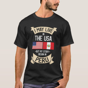 Camiseta Perú Bandera Estadounidense Usa Raíces Peruanas