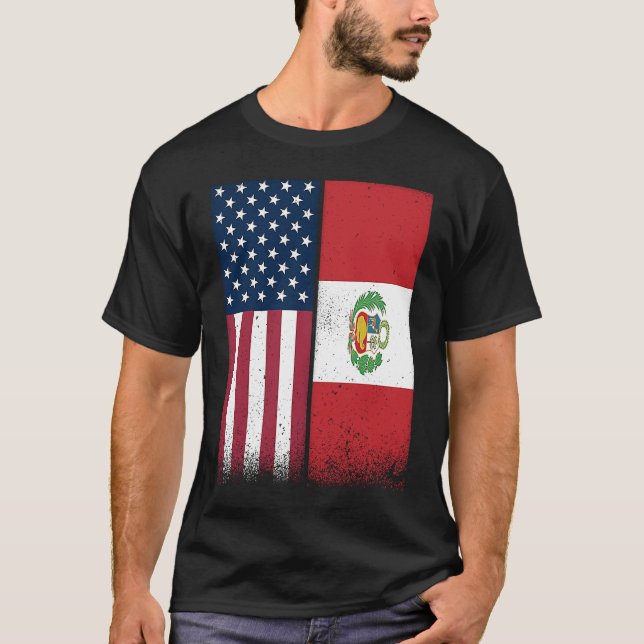 Camiseta Perú: Banderas peruanas americanas orgullosas de E (Anverso)
