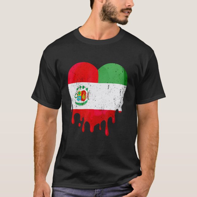 Camiseta Peru Italy Flag Heart Citizen Drinking Grown Patri (Anverso)