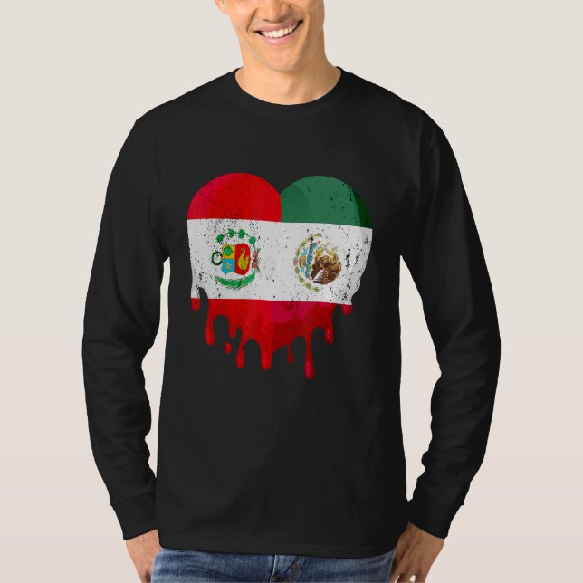 Camiseta Peru Mexico Flag Heart Citizen Grown Patriot Count (Anverso)