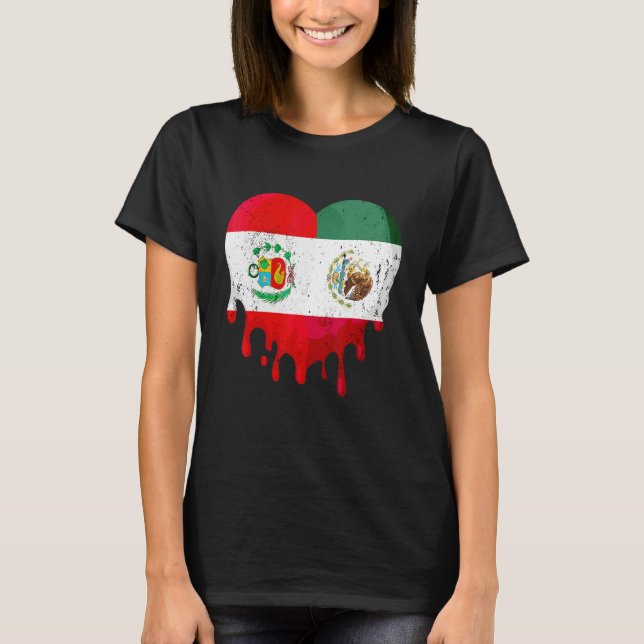 Camiseta Peru Mexico Flag Heart Citizen Grown Patriot Count (Anverso)
