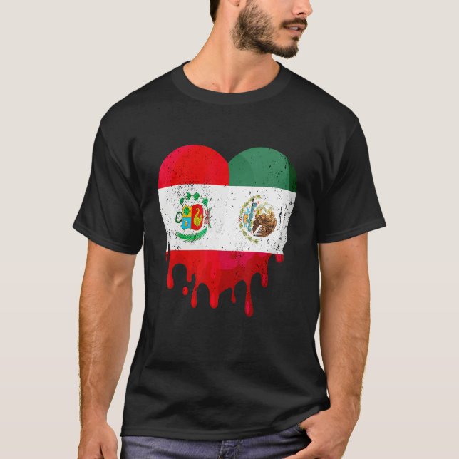 Camiseta Peru Mexico Flag Heart Citizen Grown Patriot Count (Anverso)