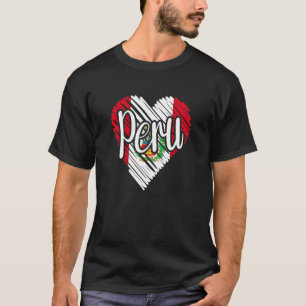 Camiseta Perú Para Hombres Bandera Cardiaca Peruana Para Mu