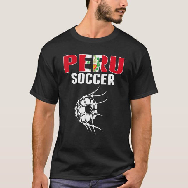 Camiseta Perú: Pelota De Fútbol En Net Goal Peruano (Anverso)
