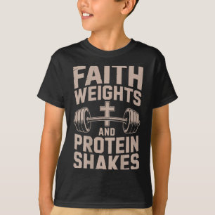 Camiseta Pesas de fe y batidos de proteínas Jesús cristiano
