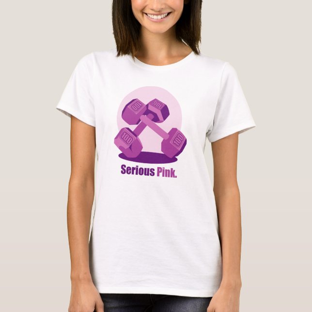 Camiseta Pesas de gimnasia rosadas serias (Anverso)