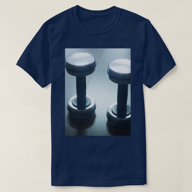 Camiseta Pesas metalizado en el gimnasio (Diseño del anverso)