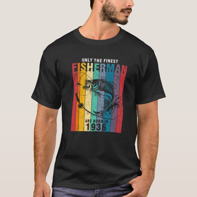 Camiseta Pesca 1936 86º Cumpleaños Pescador De 96 Años (Anverso)