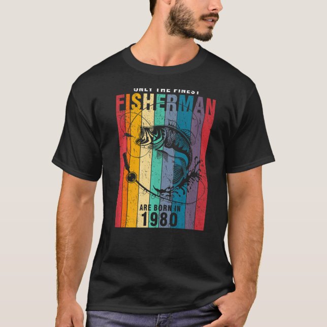 Camiseta Pesca 1980 42º cumpleaños 96 años pescador (Anverso)