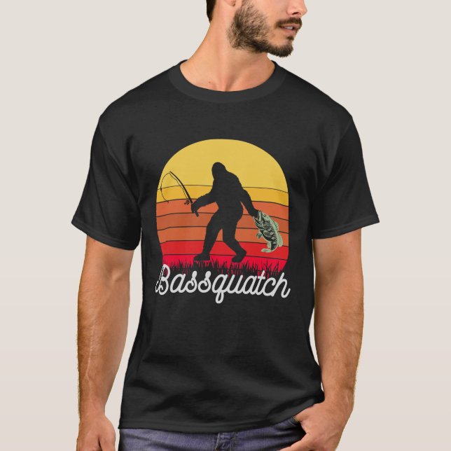 Camiseta Pesca a pie de página de Bassquatch Retro (Anverso)