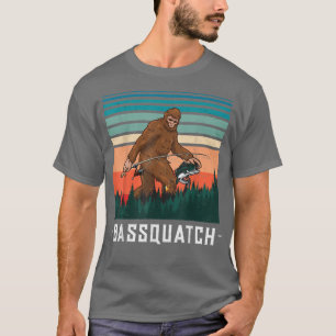 Camiseta Pesca a pie de playa Funny Sasquatch y Fish Night