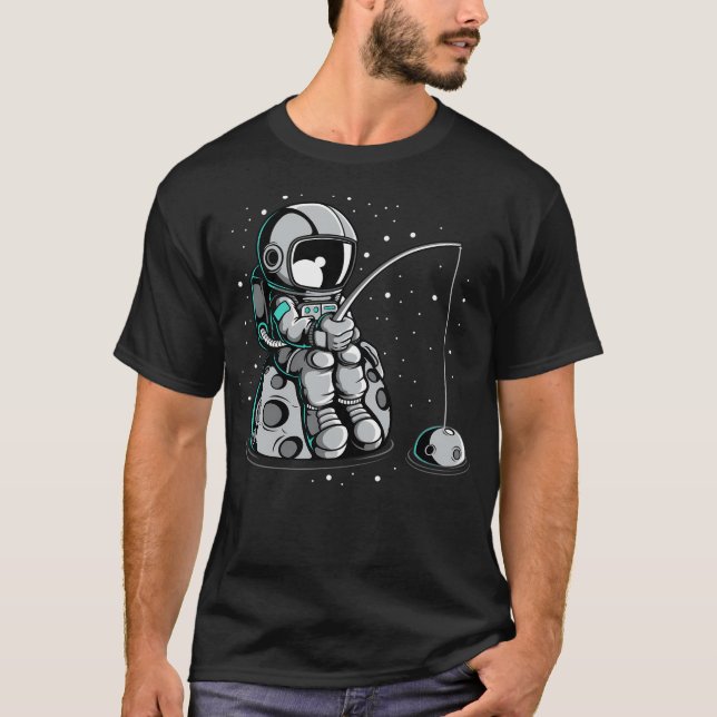 Camiseta Pesca astronauta - Amantes divertidos del espacio  (Anverso)