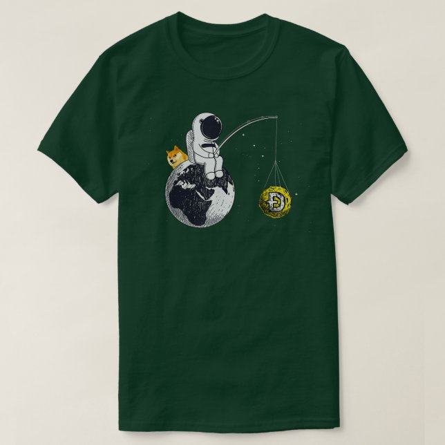 Camiseta Pesca astronauta Dogecoin Cripto Currency Moon Ho (Diseño del anverso)
